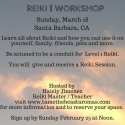 Reiki 1 Workshop March 18